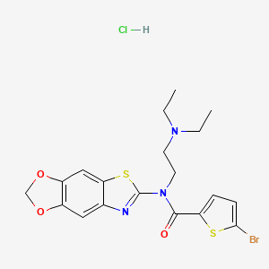 molecular formula C19H21BrClN3O3S2 B2733827 5-bromo-N-[2-(diethylamino)ethyl]-N-([1,3]dioxolo[4,5-f][1,3]benzothiazol-6-yl)thiophene-2-carboxamide;hydrochloride CAS No. 1052529-78-8