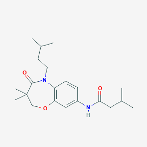N-(5-isopentyl-3,3-dimethyl-4-oxo-2,3,4,5-tetrahydrobenzo[b][1,4]oxazepin-8-yl)-3-methylbutanamide