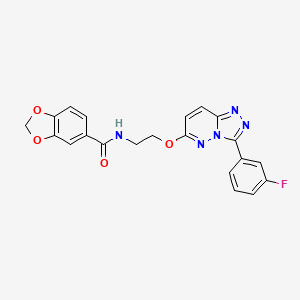 molecular formula C21H16FN5O4 B2733857 N-(2-((3-(3-fluorophenyl)-[1,2,4]triazolo[4,3-b]pyridazin-6-yl)oxy)ethyl)benzo[d][1,3]dioxole-5-carboxamide CAS No. 1021125-05-2