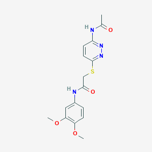 molecular formula C16H18N4O4S B2733859 2-((6-acetamidopyridazin-3-yl)thio)-N-(3,4-dimethoxyphenyl)acetamide CAS No. 1021120-74-0