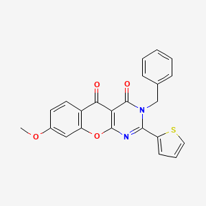 molecular formula C23H16N2O4S B2733862 3-benzyl-8-methoxy-2-(thiophen-2-yl)-3H-chromeno[2,3-d]pyrimidine-4,5-dione CAS No. 883954-30-1
