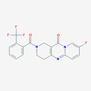 molecular formula C19H13F4N3O2 B2733865 8-fluoro-2-(2-(trifluoromethyl)benzoyl)-3,4-dihydro-1H-dipyrido[1,2-a:4',3'-d]pyrimidin-11(2H)-one CAS No. 2034348-74-6