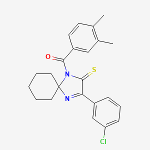 molecular formula C23H23ClN2OS B2733866 3-(3-Chlorophenyl)-1-(3,4-dimethylbenzoyl)-1,4-diazaspiro[4.5]dec-3-ene-2-thione CAS No. 1223956-37-3
