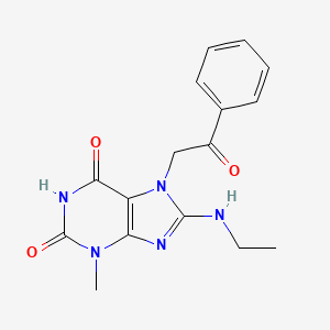 molecular formula C16H17N5O3 B2733868 8-(Ethylamino)-3-methyl-7-(2-oxo-2-phenylethyl)-1,3,7-trihydropurine-2,6-dione CAS No. 886901-68-4