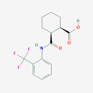 molecular formula C15H16F3NO3 B2733869 (1R,2S)-2-{[2-(trifluoromethyl)anilino]carbonyl}cyclohexanecarboxylic acid CAS No. 1354235-84-9