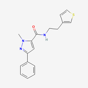 molecular formula C17H17N3OS B2733871 1-methyl-3-phenyl-N-(2-(thiophen-3-yl)ethyl)-1H-pyrazole-5-carboxamide CAS No. 1323693-89-5