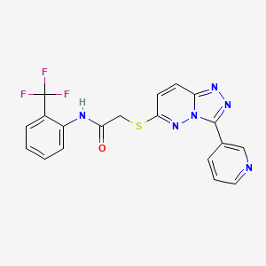 molecular formula C19H13F3N6OS B2733879 2-((3-(吡啶-3-基)-[1,2,4]三唑并[4,3-b]吡啶-6-基)硫)-N-(2-(三氟甲基)苯基)乙酰胺 CAS No. 868968-78-9