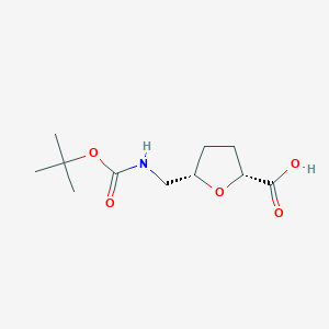 molecular formula C11H19NO5 B2733880 rel-(2R,5S)-5-(((tert-Butoxycarbonyl)amino)methyl)tetrahydrofuran-2-carboxylic acid CAS No. 1932470-17-1