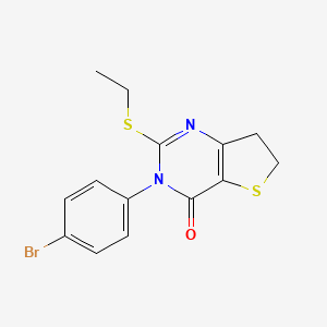 molecular formula C14H13BrN2OS2 B2733883 3-(4-Bromophenyl)-2-ethylsulfanyl-6,7-dihydrothieno[3,2-d]pyrimidin-4-one CAS No. 687566-54-7