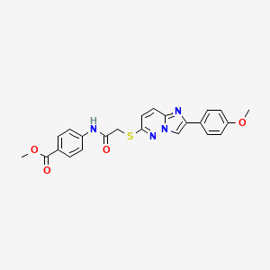 molecular formula C23H20N4O4S B2733884 甲酸甲酯4-(2-((2-(4-甲氧基苯基)咪唑并[1,2-b]吡啶-6-基)硫)乙酰胺基)苯甲酸酯 CAS No. 896287-48-2