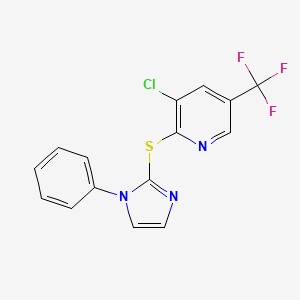 molecular formula C15H9ClF3N3S B2733886 3-chloro-2-[(1-phenyl-1H-imidazol-2-yl)sulfanyl]-5-(trifluoromethyl)pyridine CAS No. 338411-88-4