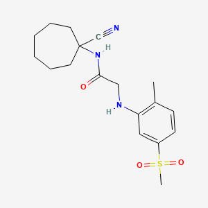 molecular formula C18H25N3O3S B2733892 N-(1-cyanocycloheptyl)-2-(2-methyl-5-methylsulfonylanilino)acetamide CAS No. 1223602-11-6