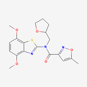 molecular formula C19H21N3O5S B2733895 N-(4,7-dimethoxybenzo[d]thiazol-2-yl)-5-methyl-N-((tetrahydrofuran-2-yl)methyl)isoxazole-3-carboxamide CAS No. 946274-83-5
