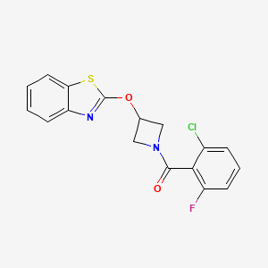 molecular formula C17H12ClFN2O2S B2733897 (3-(Benzo[d]thiazol-2-yloxy)azetidin-1-yl)(2-chloro-6-fluorophenyl)methanone CAS No. 1798458-82-8