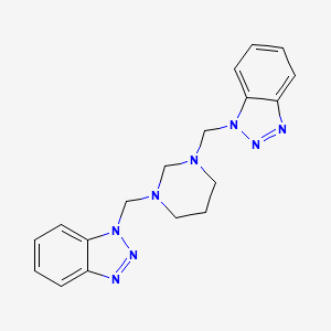 molecular formula C18H20N8 B2733900 1-[[3-(Benzotriazol-1-ylmethyl)-1,3-diazinan-1-yl]methyl]benzotriazole CAS No. 129410-38-4