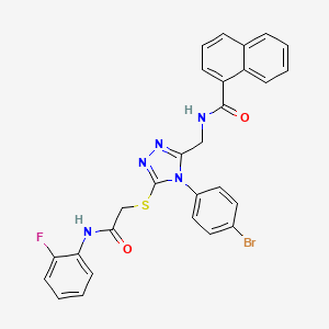 molecular formula C28H21BrFN5O2S B2733905 N-{[4-(4-bromophenyl)-5-({[(2-fluorophenyl)carbamoyl]methyl}sulfanyl)-4H-1,2,4-triazol-3-yl]methyl}naphthalene-1-carboxamide CAS No. 389071-42-5