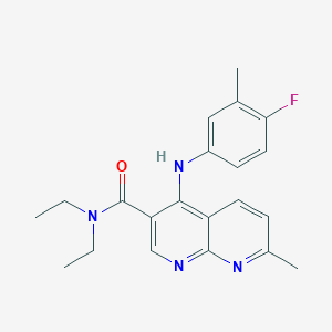 molecular formula C21H23FN4O B2733906 N,N-diethyl-4-[(4-fluoro-3-methylphenyl)amino]-7-methyl-1,8-naphthyridine-3-carboxamide CAS No. 1251702-96-1