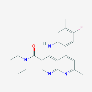 molecular formula C21H23FN4O B2733906 N,N-diethyl-4-((4-fluoro-3-methylphenyl)amino)-7-methyl-1,8-naphthyridine-3-carboxamide CAS No. 1251702-96-1