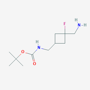 molecular formula C11H21FN2O2 B2733909 Tert-butyl N-[[3-(aminomethyl)-3-fluorocyclobutyl]methyl]carbamate CAS No. 2361635-76-7