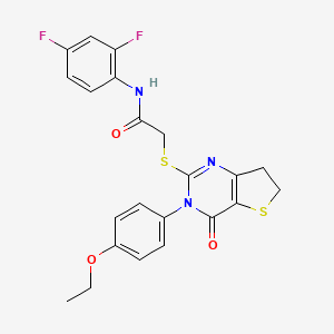 molecular formula C22H19F2N3O3S2 B2733910 N-(2,4-difluorophenyl)-2-((3-(4-ethoxyphenyl)-4-oxo-3,4,6,7-tetrahydrothieno[3,2-d]pyrimidin-2-yl)thio)acetamide CAS No. 686772-44-1