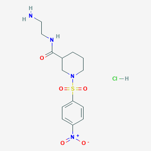 molecular formula C14H21ClN4O5S B2733911 N-(2-aminoethyl)-1-(4-nitrobenzenesulfonyl)piperidine-3-carboxamide hydrochloride CAS No. 1787897-28-2