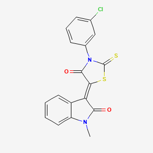 molecular formula C18H11ClN2O2S2 B2733912 (Z)-3-(3-chlorophenyl)-5-(1-methyl-2-oxoindolin-3-ylidene)-2-thioxothiazolidin-4-one CAS No. 305377-86-0