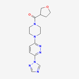 molecular formula C15H19N7O2 B2733919 (4-(6-(1H-1,2,4-triazol-1-yl)pyridazin-3-yl)piperazin-1-yl)(tetrahydrofuran-3-yl)methanone CAS No. 1795456-70-0