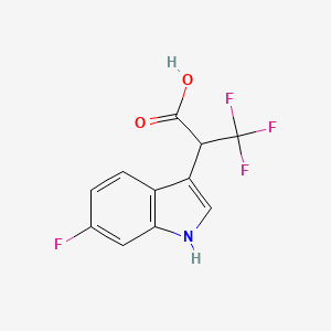 molecular formula C11H7F4NO2 B2733932 3,3,3-Trifluoro-2-(6-fluoro-1H-indol-3-yl)propanoic acid CAS No. 1993099-07-2