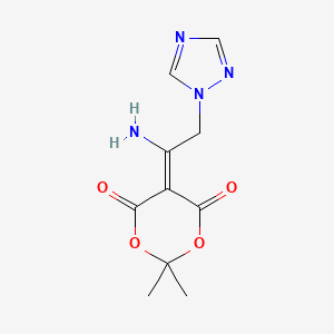 molecular formula C10H12N4O4 B2733933 5-[1-amino-2-(1H-1,2,4-triazol-1-yl)ethylidene]-2,2-dimethyl-1,3-dioxane-4,6-dione CAS No. 338405-47-3