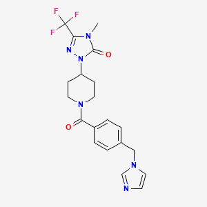 molecular formula C20H21F3N6O2 B2733936 1-(1-(4-((1H-咪唑-1-基)甲基)苯甲酰基)哌啶-4-基)-4-甲基-3-(三氟甲基)-1H-1,2,4-三唑-5(4H)-酮 CAS No. 2034374-07-5