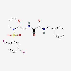 molecular formula C20H21F2N3O5S B2733939 N'-benzyl-N-{[3-(2,5-difluorobenzenesulfonyl)-1,3-oxazinan-2-yl]methyl}ethanediamide CAS No. 869071-81-8