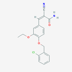 molecular formula C19H17ClN2O3 B2733942 (Z)-3-[4-[(2-chlorophenyl)methoxy]-3-ethoxyphenyl]-2-cyanoprop-2-enamide CAS No. 357230-76-3