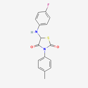 molecular formula C16H13FN2O2S B2733944 5-[(4-Fluorophenyl)amino]-3-(4-methylphenyl)-1,3-thiazolidine-2,4-dione CAS No. 1024011-93-5