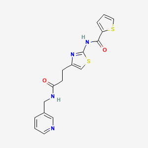 molecular formula C17H16N4O2S2 B2733951 N-(4-(3-oxo-3-((pyridin-3-ylmethyl)amino)propyl)thiazol-2-yl)thiophene-2-carboxamide CAS No. 1021022-75-2