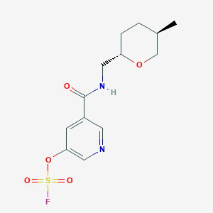 molecular formula C13H17FN2O5S B2733953 3-Fluorosulfonyloxy-5-[[(2S,5R)-5-methyloxan-2-yl]methylcarbamoyl]pyridine CAS No. 2418593-24-3