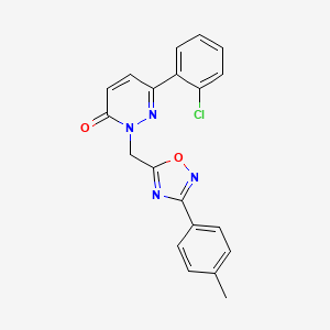 molecular formula C20H15ClN4O2 B2733961 6-(2-chlorophenyl)-2-((3-(p-tolyl)-1,2,4-oxadiazol-5-yl)methyl)pyridazin-3(2H)-one CAS No. 1207056-37-8