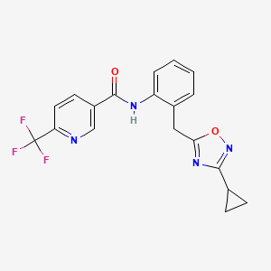 molecular formula C19H15F3N4O2 B2733963 N-(2-((3-环丙基-1,2,4-噁二唑-5-基)甲基)苯基)-6-(三氟甲基)烟酰胺 CAS No. 1795195-07-1