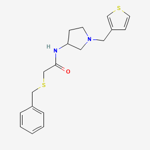 molecular formula C18H22N2OS2 B2733969 2-(benzylsulfanyl)-N-{1-[(thiophen-3-yl)methyl]pyrrolidin-3-yl}acetamide CAS No. 2097924-06-4