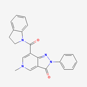 molecular formula C22H18N4O2 B2733972 7-(indoline-1-carbonyl)-5-methyl-2-phenyl-2H-pyrazolo[4,3-c]pyridin-3(5H)-one CAS No. 921880-03-7