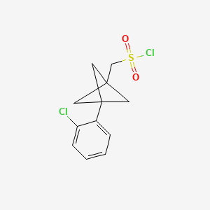 molecular formula C12H12Cl2O2S B2733974 [3-(2-Chlorophenyl)-1-bicyclo[1.1.1]pentanyl]methanesulfonyl chloride CAS No. 2287297-85-0