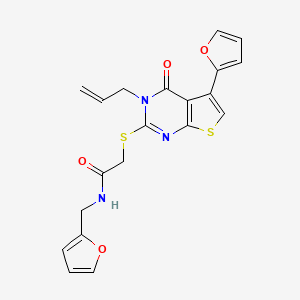 molecular formula C20H17N3O4S2 B2733980 2-((3-allyl-5-(furan-2-yl)-4-oxo-3,4-dihydrothieno[2,3-d]pyrimidin-2-yl)thio)-N-(furan-2-ylmethyl)acetamide CAS No. 670273-70-8