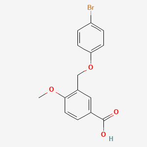 molecular formula C15H13BrO4 B2733990 3-[(4-Bromophenoxy)methyl]-4-methoxybenzoic acid CAS No. 438221-51-3