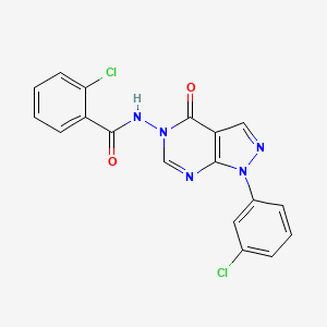molecular formula C18H11Cl2N5O2 B2733994 2-chloro-N-(1-(3-chlorophenyl)-4-oxo-1H-pyrazolo[3,4-d]pyrimidin-5(4H)-yl)benzamide CAS No. 919842-18-5
