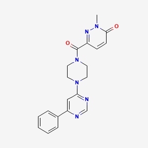 molecular formula C20H20N6O2 B2733996 2-甲基-6-(4-(6-苯基嘧啶-4-基)哌嗪-1-甲酰基)吡啶并[3(2H)-酮 CAS No. 1334375-01-7