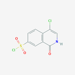 molecular formula C9H5Cl2NO3S B027340 4-Chloro-1-hydroxy-7-isoquinolinesulfonyl chloride CAS No. 223671-81-6