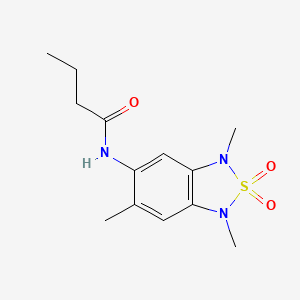 molecular formula C13H19N3O3S B2734004 N-(1,3,6-trimethyl-2,2-dioxido-1,3-dihydrobenzo[c][1,2,5]thiadiazol-5-yl)butyramide CAS No. 2034590-27-5