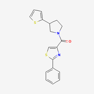 molecular formula C18H16N2OS2 B2734026 (2-Phenylthiazol-4-yl)(3-(thiophen-2-yl)pyrrolidin-1-yl)methanone CAS No. 2191267-30-6
