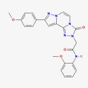 molecular formula C23H20N6O4 B2734034 N-(2-methoxyphenyl)-2-[11-(4-methoxyphenyl)-5-oxo-3,4,6,9,10-pentazatricyclo[7.3.0.02,6]dodeca-1(12),2,7,10-tetraen-4-yl]acetamide CAS No. 1207052-91-2