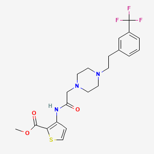 molecular formula C21H24F3N3O3S B2734037 Methyl 3-[(2-{4-[3-(trifluoromethyl)phenethyl]piperazino}acetyl)amino]-2-thiophenecarboxylate CAS No. 477887-72-2