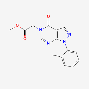 molecular formula C15H14N4O3 B2734053 methyl 2-[1-(2-methylphenyl)-4-oxo-1H,4H,5H-pyrazolo[3,4-d]pyrimidin-5-yl]acetate CAS No. 895012-96-1